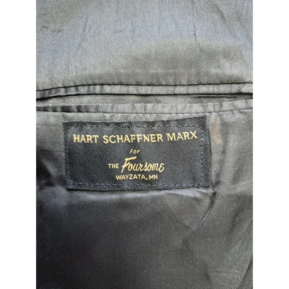 Hart Schaffner Marx Mens Wool Sports Coat 43L Black Multicolor USA 2 Button H503
